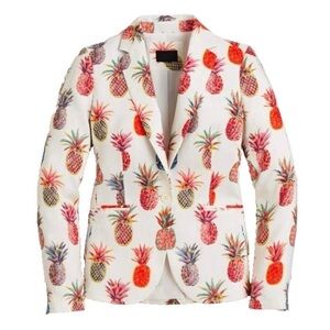 NWOT J Crew Collection Campbell Jacket Painted Pineapple Ratti Italian Linen 14